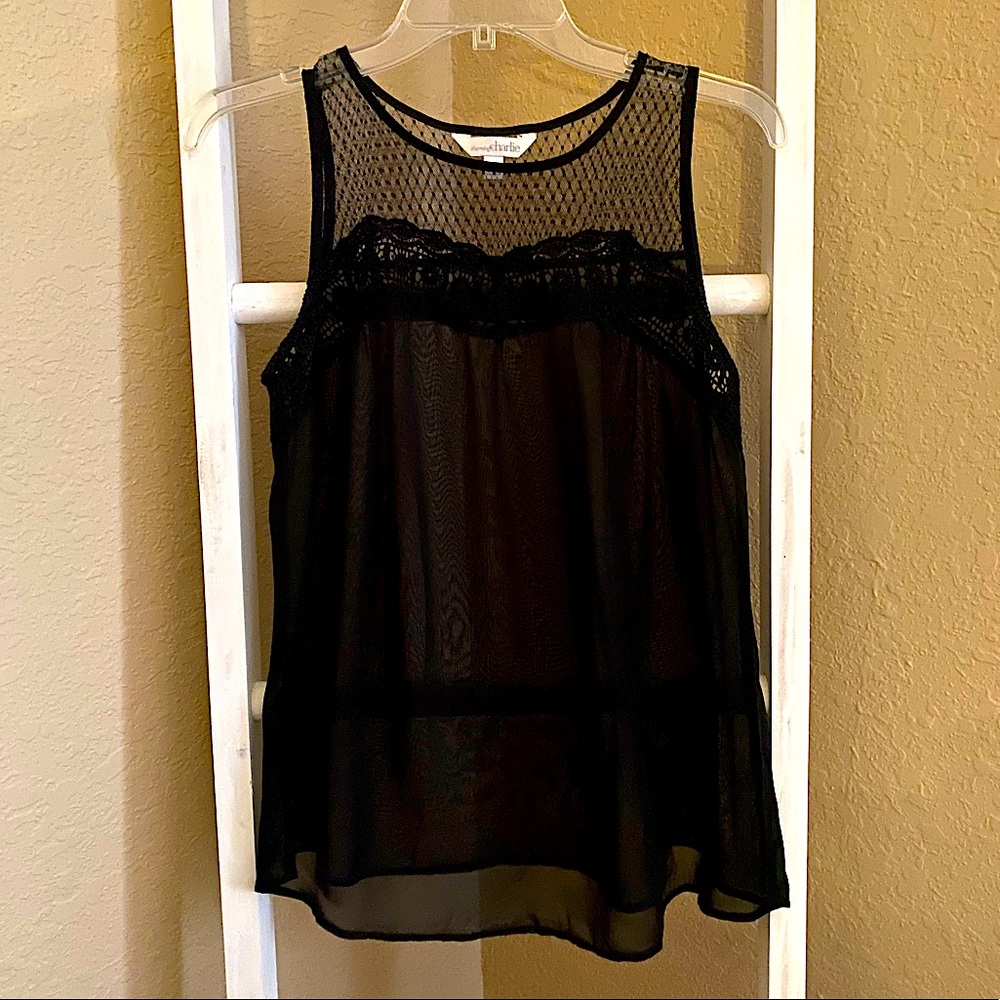 See-through Black Blouse-Tank